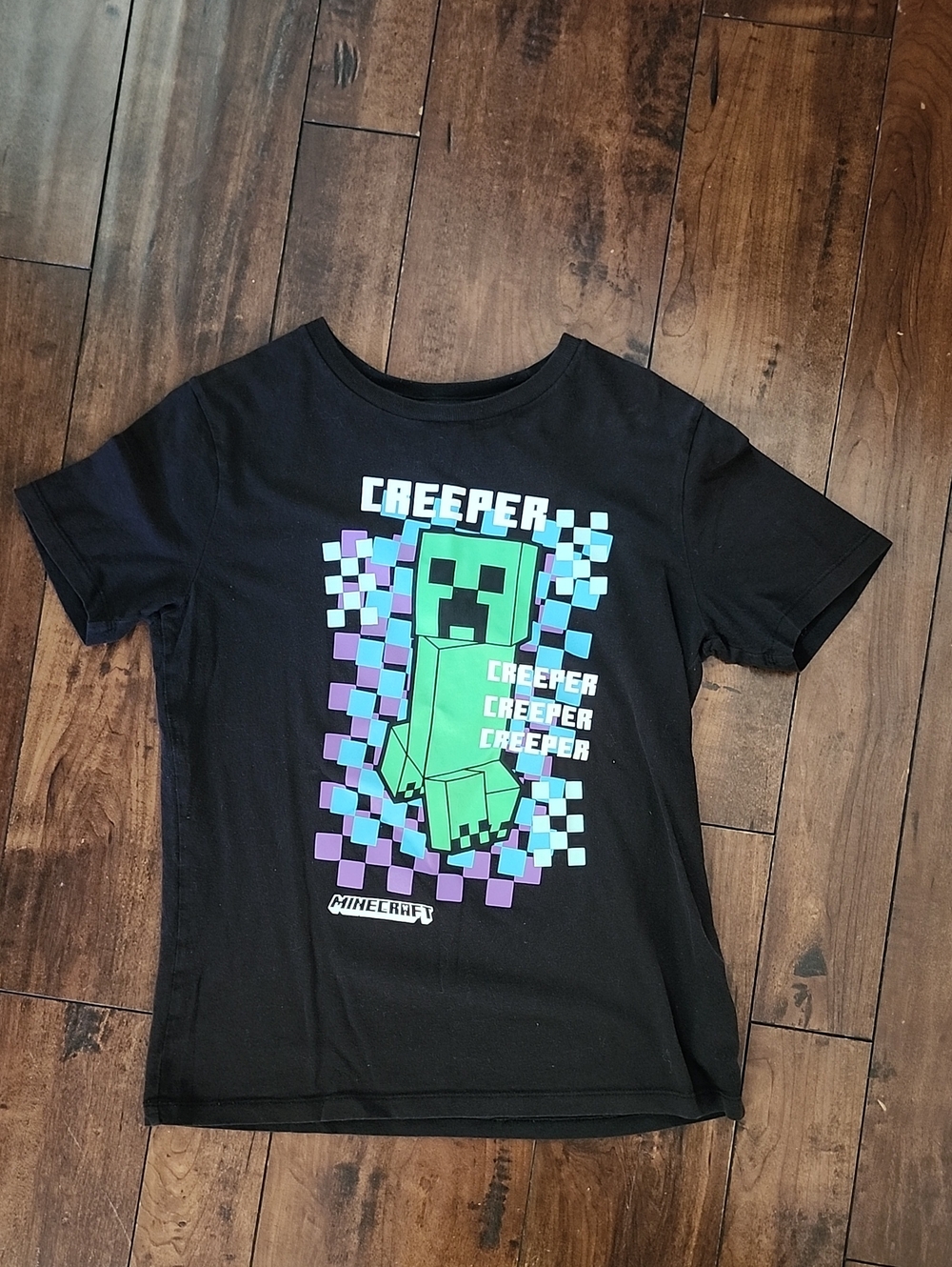 3/$15! Old Navy Black Minecraft Creeper Graphic Tee Size 14/16